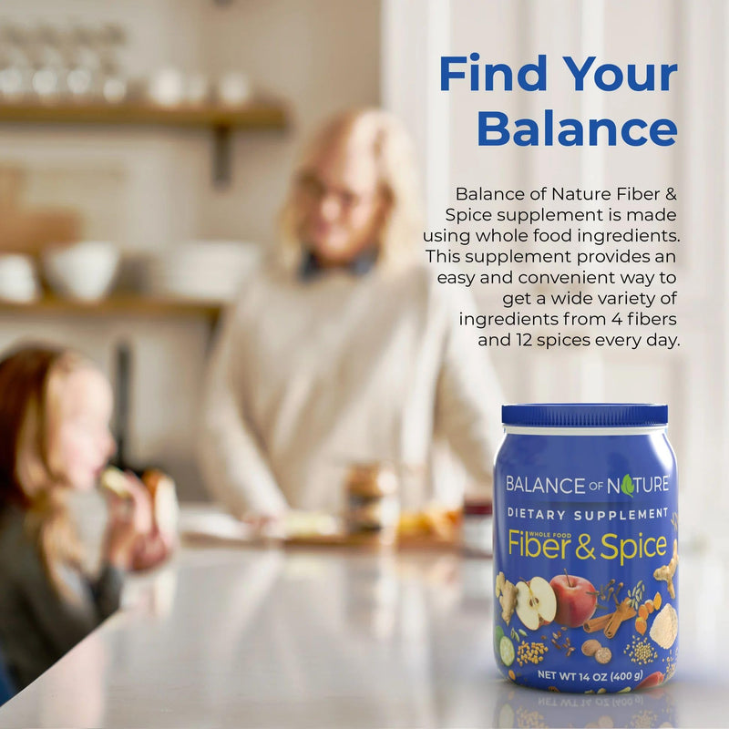Balance of Nature Fiber & Spice, Psyllium, Flax & Turmeric, 30 Servings | Made with Psyllium Husk, Flax Seed, Turmeric, Apple to Support Digestive Health and Everyday Wellness 14 Ounce (Pack of 1)