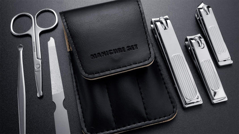 Nail Clippers 6 in 1 Manicure Set - Professional Nail Kit Gifts for Men Women, Fingernail & Toenail Clippers Kit with Leather Case Travel Essentials Ideas for Christmas Mother Father Valentine's Day