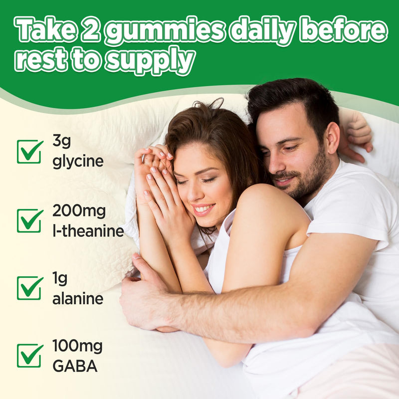 Glycine Gummies, Glycine 3g with Alanine 1000mg for Sleep Muscle Relaxation | Glycine Supplements with L Theanine, GABA, Vitamin B6, Support Adults Sleep, Sugar Free Pineapple Flavor, 60 Gummies 1