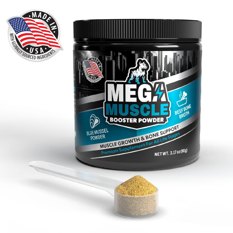 Dog Muscle Growth Powder – Blue Mussel & Bone Broth Topper for Dogs | Muscle, Bone & Joint Support | Protein-Rich Supplement | 3.2 oz