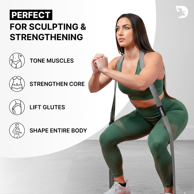 DMoose Fitness Fabric Resistance Bands for Full Body Exercises - Non-Slip Thick Cloth Stretch Band for Squats, Lunges & Bicep Curls - Long Resistance Bands for Working Out - Booty Band for Men & Women Long Bands (Pack of 3) V2 - BeesActive Australia