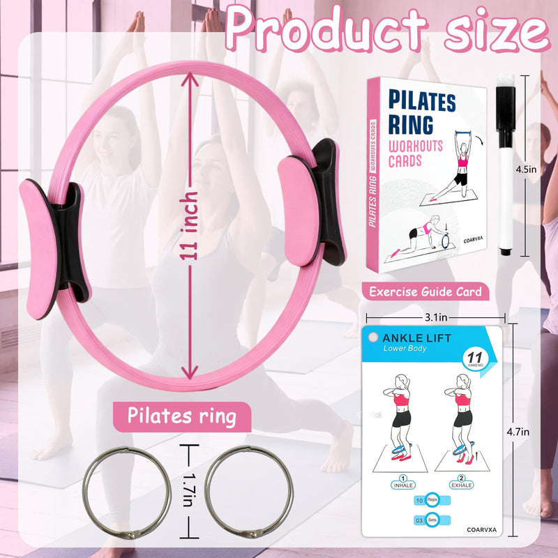 Pilates Ring Fitness Circle for Women - 15 Inch Magic Fitness Circle for Toning Inner & Outer Thighs, Bonus Pilates Equipment Thigh Master Guide. Pink