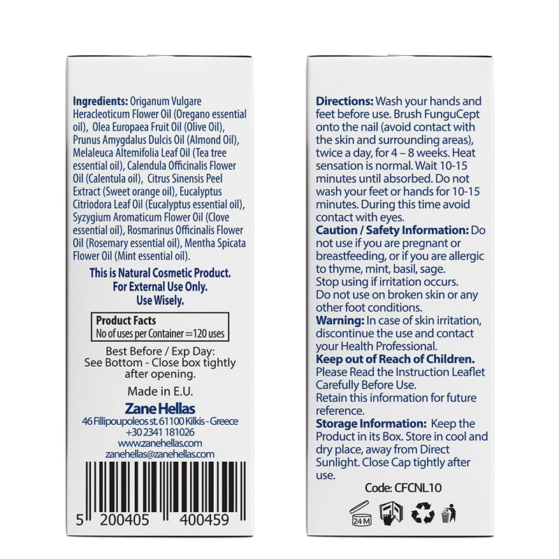 Zane Hellas FunguCept Nail Solution. Nail Solution for Discolored, Thickened, Crumbled Nails. Visible Results in 4 Weeks 0.33 oz -10ml