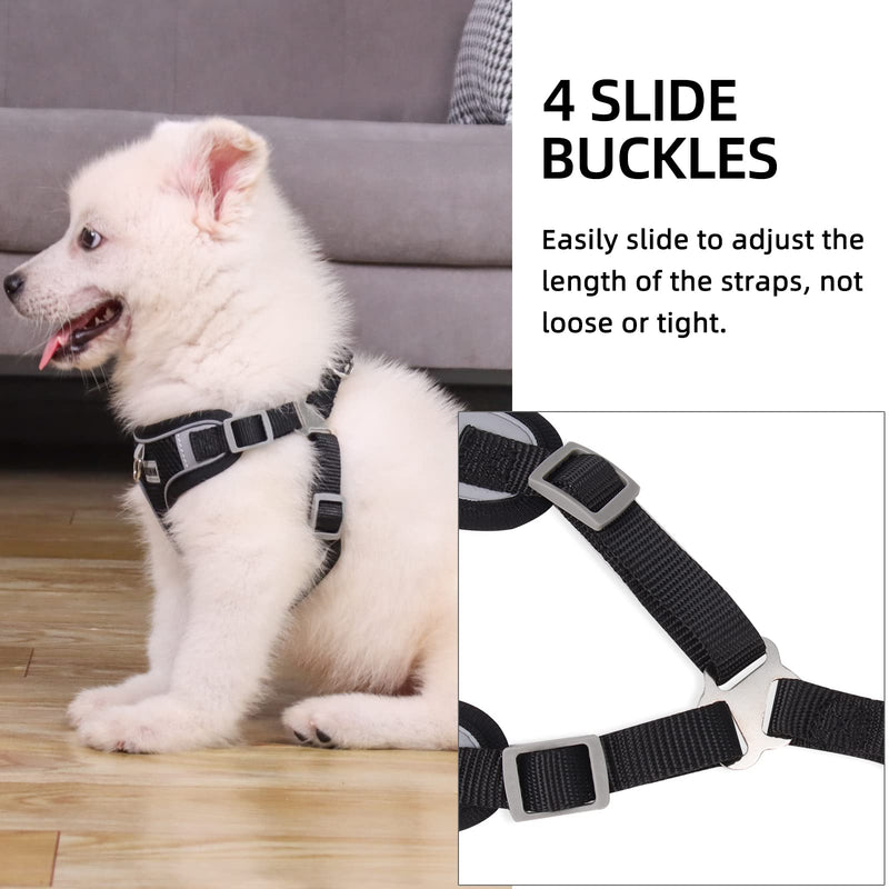 rennaio Dog Harness No Pulling, Adjustable Puppy Harness with 2 Leash Clips, Reflective Dog Harness and Leash Set for Small and Medium Dogs (Black, S) Black - BeesActive Australia