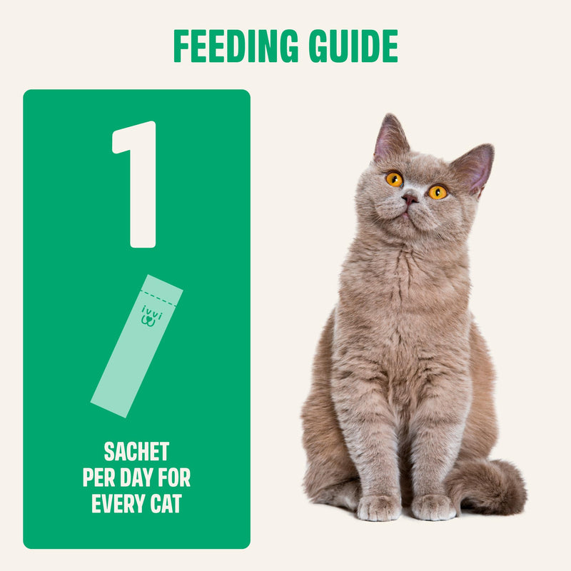 ivvi Digestion Biotics for Cats, Creamy Lickable Cat Treats with Real Tuna, Pumpkin, Flaxseed & Prebiotic FOS, Daily Digestive Support, Heat-Treated Probiotic Components, 30 Pouches, 15g Each