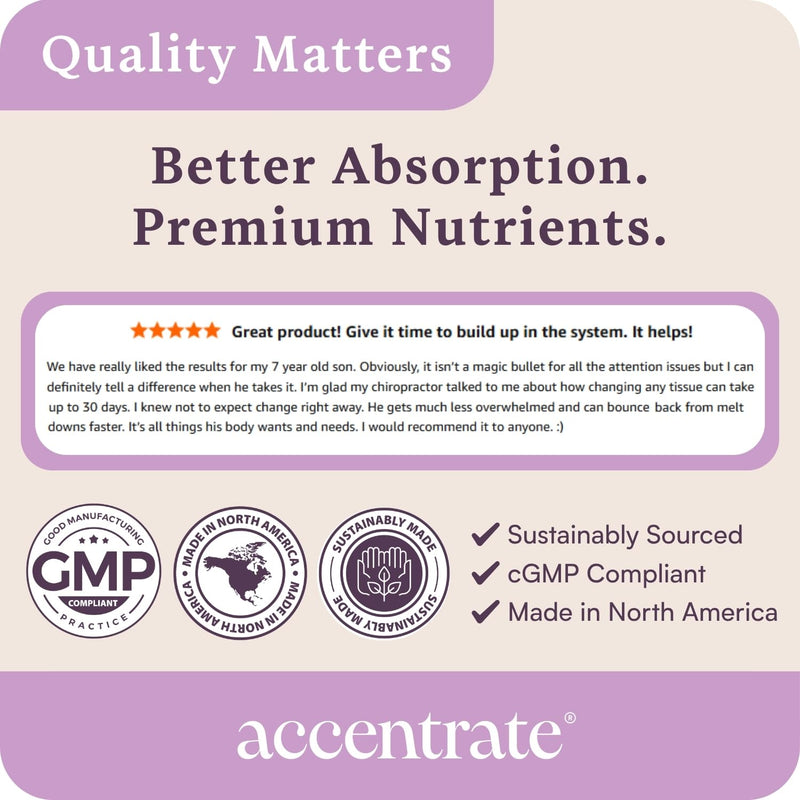 Brain Supplement for Natural Focus & Attention | for Kids | Active B Vitamin & Omega-3 Combo | Vitamin B Complex w/Omega 3 Fatty Acids EPA & DHA | Omega-3s in Small Pill | L-MTHF, B12, P5P, VIT D