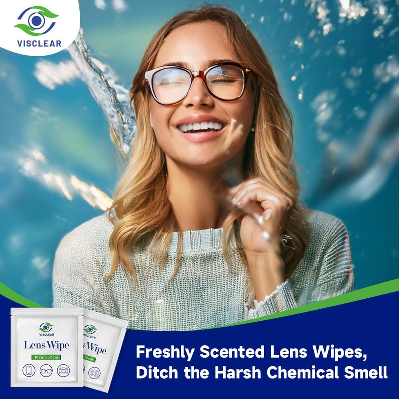 Lens Wipes for Eyeglasses, 100 counts, Ocean Scent, Individually Wrapped, Glasses Wipes, Safe for Eye Glasses,Camera Lens & Electronic Screens 1 Count (Pack of 100) - BeesActive Australia