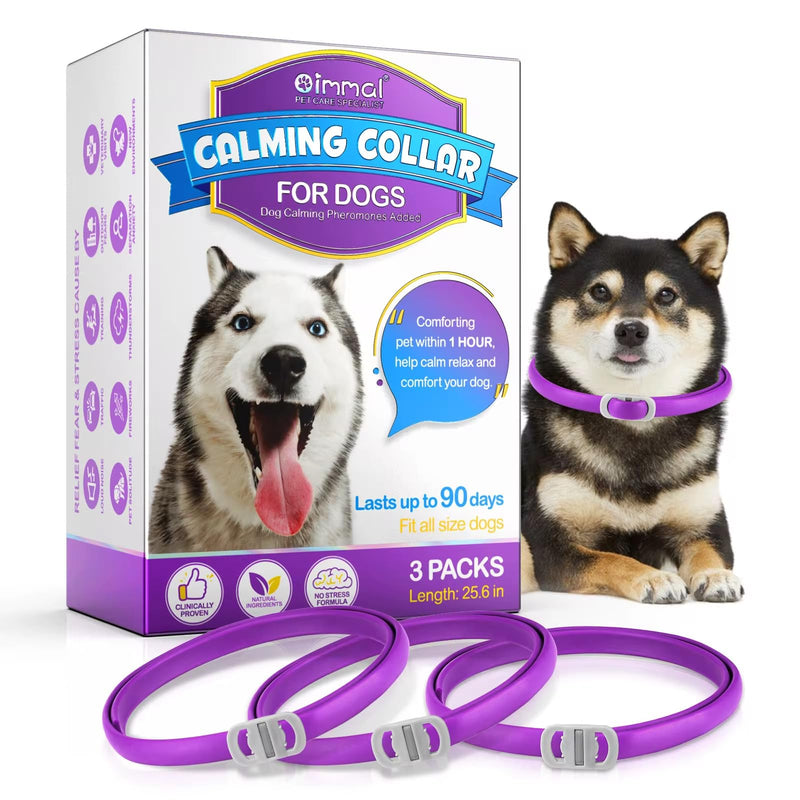 Calming Collar for Dogs, 3 Packs Dog Anxiety Relief, Adjustable Calming Collar for dogs, Separation Anxiety Relief Stress 60 Days Long Lasting Calming Effect for Large Middle and Small Dogs