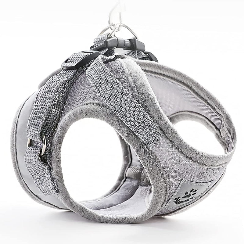FEimaX Dog Harness and Leash Set for Walking, Soft Mesh Adjustable Easy Control Lightweight Cat Vest Harnesses with Reflective Strips, Escape Proof Small Dogs Cats Vests (Grey, X-Small) Grey - BeesActive Australia