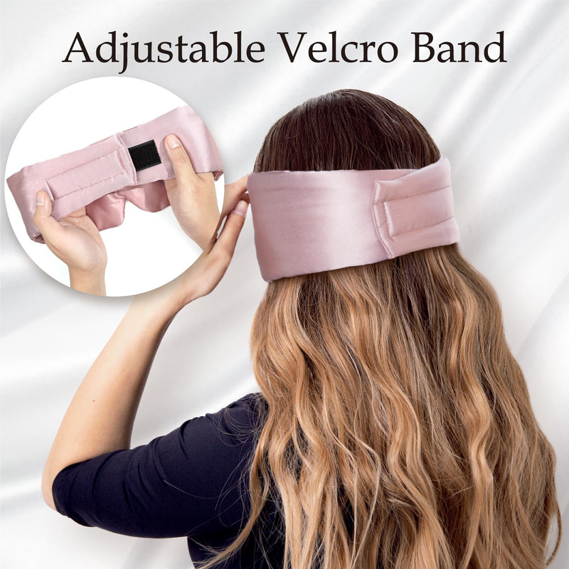 Zenssia 100% Mulberry Silk Sleep Mask Eye Mask for Man and Woman with Adjustable Headband, Full Size Large Sleep Mask & Blindfold for Total Blackout for All Night Sleep, Travel & Nap- Light Plum - BeesActive Australia