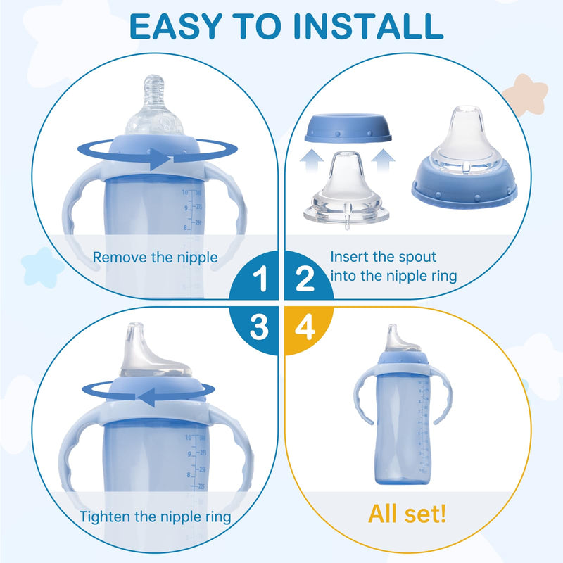 4Pack Replacement Silicone Spout Compatible with NUK, Soft Spout Replacement for NUK Active and Learner Cups, Easy Transition from Bottle to Cup, No Spill for Sippy Cup Nipples - BeesActive Australia