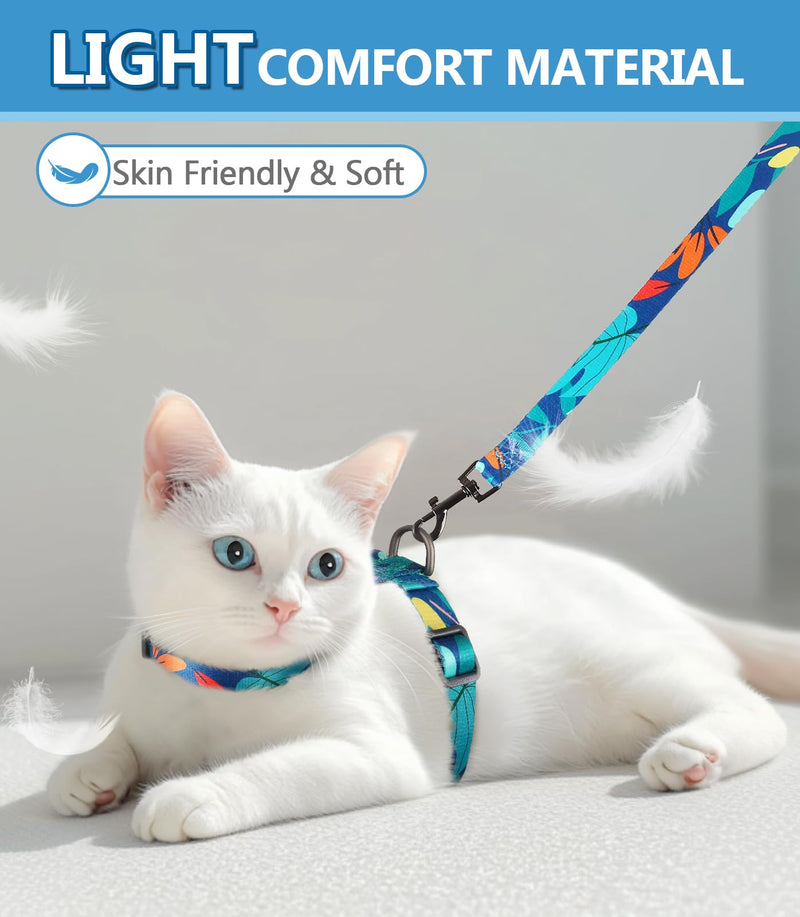 Cat Harness and Leash Set, Collars [3 in 1 Lightweight & Adjustable] Escape Proof Cat Harness, Comfortable Soft Kitten Harness for Large Cats Safe, Easy to Wear, Outdoor Walking Travel Morandi Green Medium - BeesActive Australia