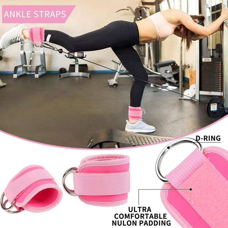 Barbell Pad Set for Squat,10 PCS Hip Thrusts Workout Foam Weight Lifting Bar Cushion with 2 Gym Ankle Straps,3 Hip Resistance Bands,2 Lifting Strap,Barbell Pad and Carry Bag Pink 9 PCS - BeesActive Australia