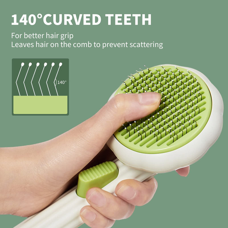 Cat Brush Dog Brush with Release Button for Shedding, Self Cleaning Cat Comb Hair Brush for Indoor Cats, Dog Deshedding Brush Grooming Kit, Pet Supplies Hair Remover Tool Green - BeesActive Australia