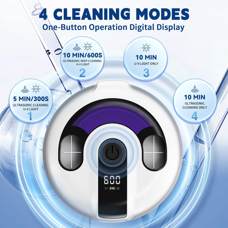 Ultrasonic Retainer Cleaner Machine 48kHz, Cordless Dental Cleaning Pod, Ultrasonic Retainer Cleaner for Aligners, Dentures, Mouth Guards, Toothbrush Heads and Jewelry with 200ML Capacity, LAB Supply White - BeesActive Australia