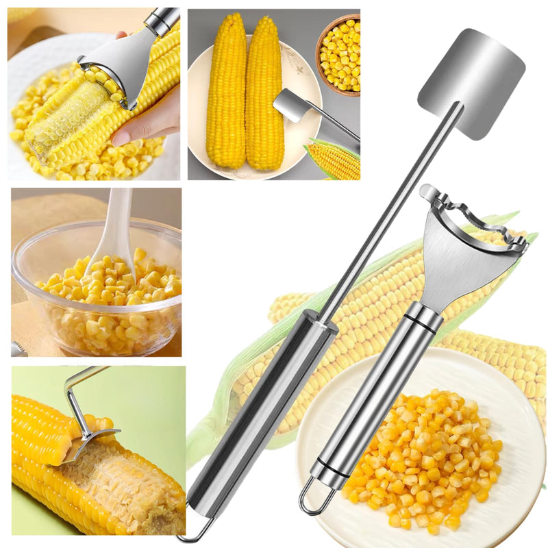 Corn Peeler 2PCS Stainless Steel Corn Peeler and Stripper Tool Set 2026 Corn Planer Cutter Thresher Scraper,Peel Corn Cob Separator Quick - BeesActive Australia