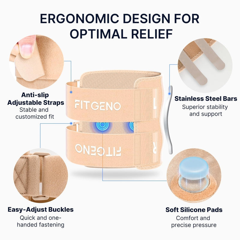 Fit Geno Sciatica Pain Relief Devices: Upgraded ReActive Plus Sciatica Pain Relief Brace – Sciatic Nerve Brace with Dual Pressure Pads Targeted Compression for Maximum Relief - Unisex Nude - BeesActive Australia