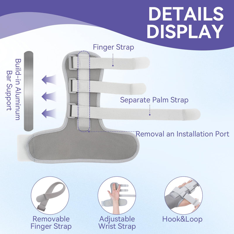Double Trigger Finger Splint, Aluminum Finger Brace Joint Stabilizer, Adjustable Composite Fabric Hand Brace with Finger Support for Broken Fingers, Sprains, Mallet Injury, Arthritis