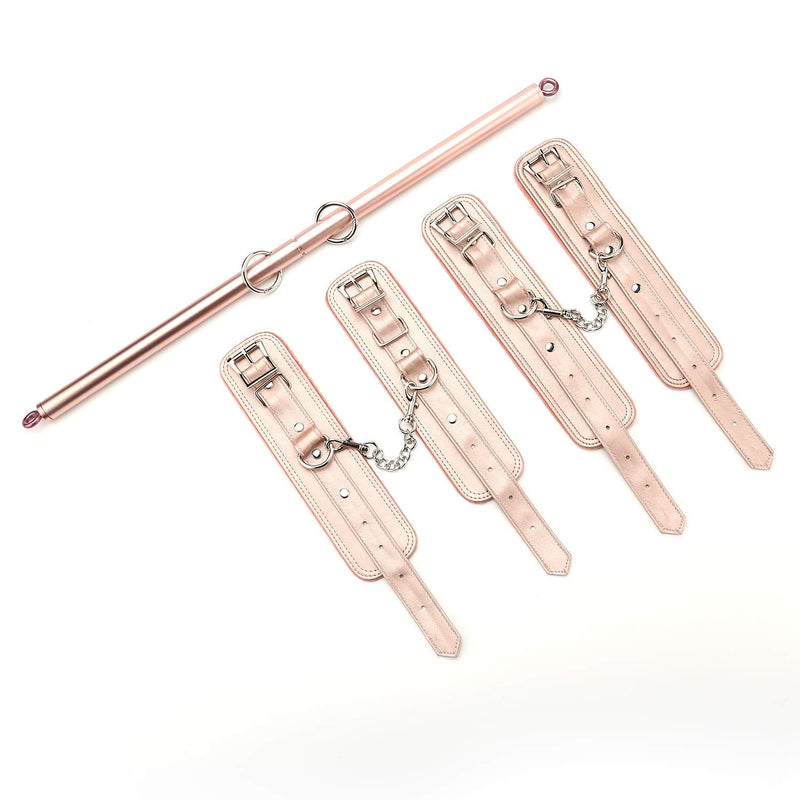 Spreader Pilates Exercise bar, Restore Pilates Bar with 4 Adjustable Strap, Exercise Guide, Home Yoga Training Fitness Gear, Stretching Exercise Tools Rose Gold Bar+Pink Strap