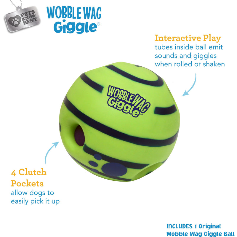Wobble Wag Giggle Ball, Interactive Dog Toy, Fun Giggle Sounds When Rolled or Shaken, Pets Know Best, As Seen On TV Original - BeesActive Australia