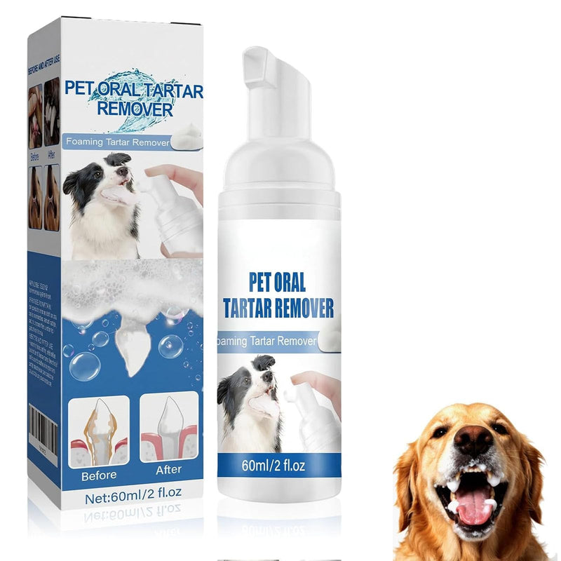 Pet Dental Tartar Remover, Oral Spray for Dogs Teeth Cleaning, Foaming Dental Care Spray for Tartar & Fresh Breath, Dog Breath Freshener, Support Healthy Gums, Reduce Tartar for Cats and Dogs (1PC)