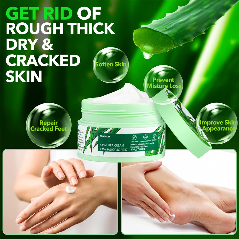 Urea Cream 42 Percent for Feet 7.0 Oz, 2% Salicylic Acid, Aloe Vera, Hyaluronic Acid , Deeply Moisturize Skin Cream For Dry Cracked Feet, Hands, Heels, Elbows, Nails, Knees, Intensive Moisturizes & - BeesActive Australia