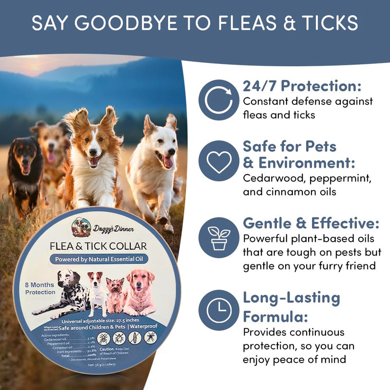 Flea and Tick Collar for Dogs and Cats- Lasts Up to 8-Months Using Natural Plant-Based Oils - Safe for Pets, People and The Environment - 2-Pack Flea Collar for Dogs and Cats - BeesActive Australia