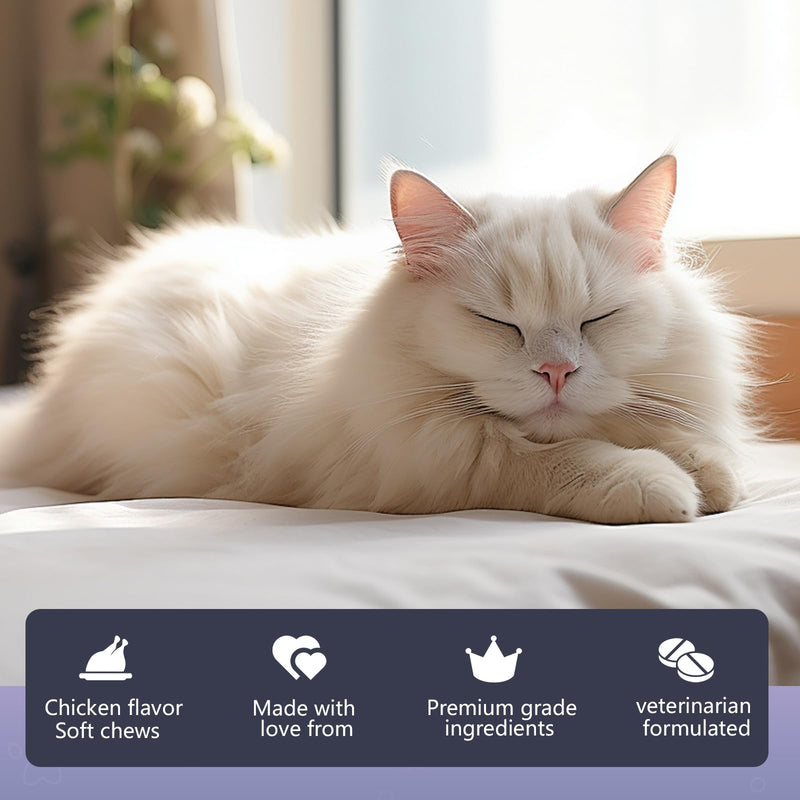 Hairball Control Soft Chews for Cats, Chicken Flavor - Reduces Hairballs & Shedding, Supports Skin & Coat Health, with Apple Pomace & Psyllium Husk, for All Ages 1