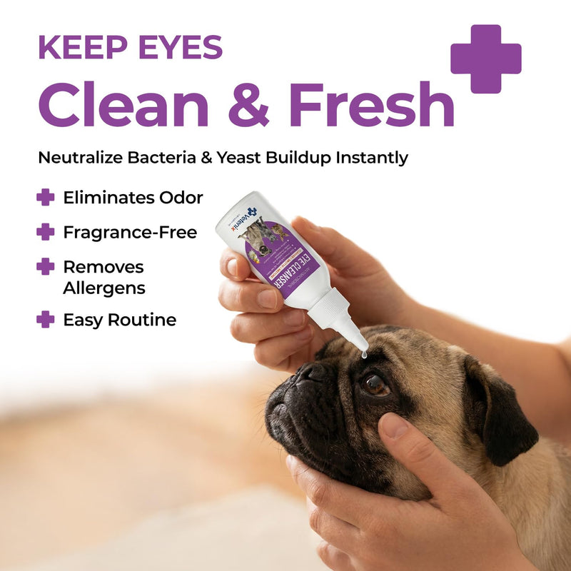 Dog & Cat Eye Cleaner Drops – Tear Stain Remover, Eye Wash for Dogs & Cats, Soothes Irritation, Cleans Discharge & Redness, Gentle Pet Eye Care Solution 100ml