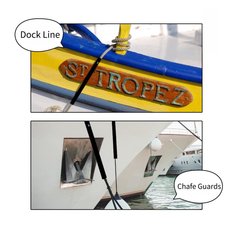 XIALUO Dock Line Chafe Guard 4 PCS 24 Inch Removable Suitable for 0.5''-2''Dock Rope Convenient and Efficient Protects Your Boat and Eliminates Boat Line Squeaking