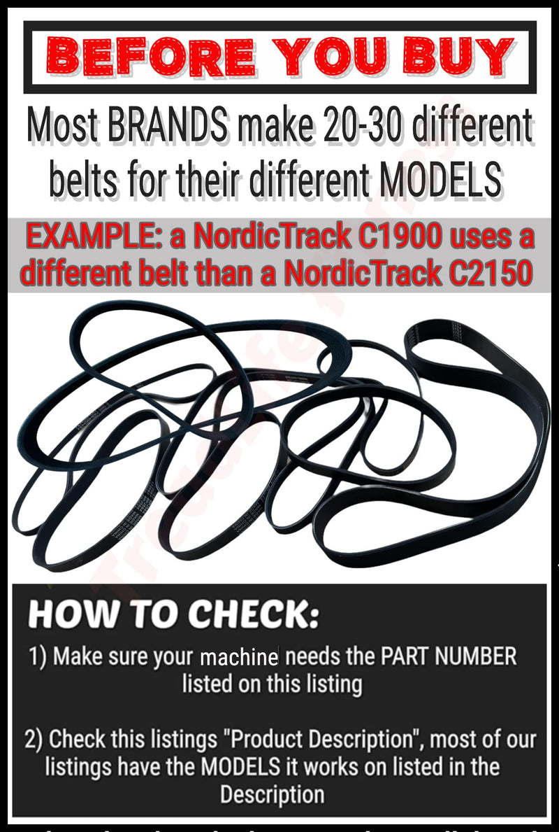 TreadLife Fitness Drive Belt - 286280 - Replacement for Gold's Gym PowerSpin 290 Recumbent Bike (GGCCEX616110)