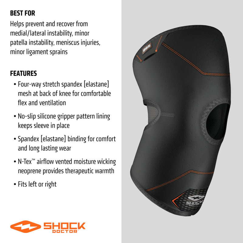 Shock Doctor Knee Brace Compression Sleeve Support (1 Unit). Helps Pain / Healing from Arthritis, Bursitis, Tendonitis, Meniscus Tear, Patella Alignment and more. For Basketball, Football, Running and most Sports. Increases Blood Flow. Knee Wrap for Me...