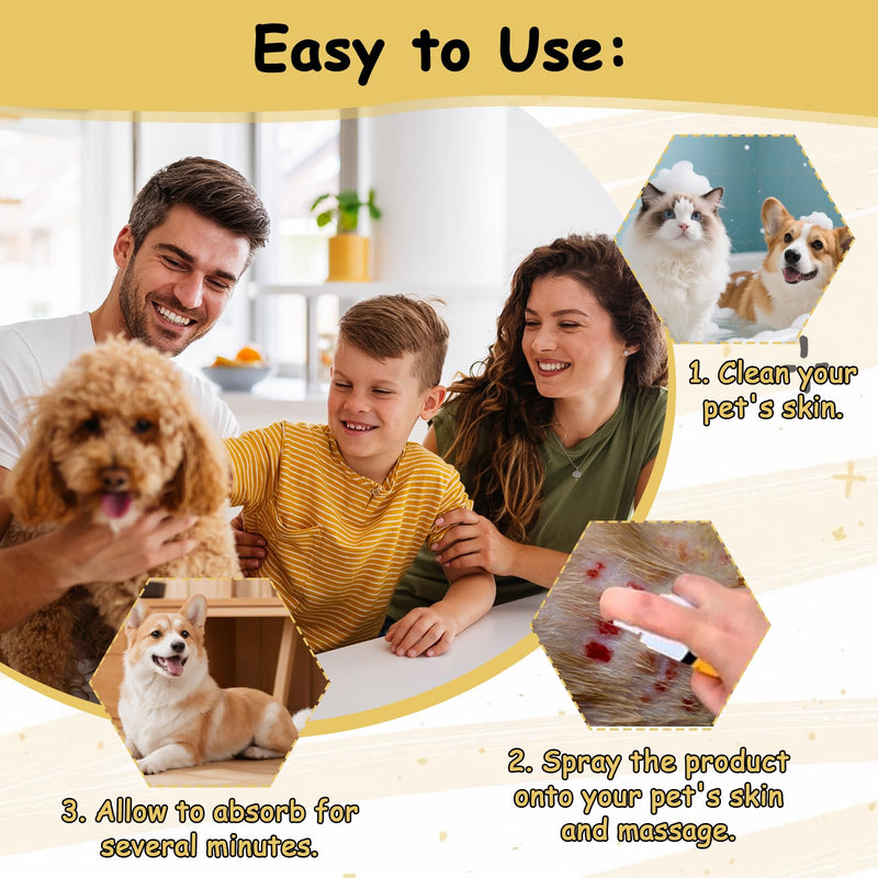 Pet Skin Treatment Spray, 3 Pieces Pet Skin Soothing Spray, Itchy Dog Spray Suitable for Soothing Pet Skin, Relieving Itchy Skin, and Treating Dry Skin