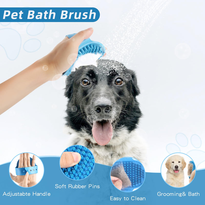 Dog Brush Dog Grooming Kit 6PCS Dog Brush for Shedding-Dog Brushes for Grooming, Dematting Comb for Dogs, Cat & Dog Nail Clipper with Nail File, Flea Comb, Dog Bath Brush-Blue - BeesActive Australia