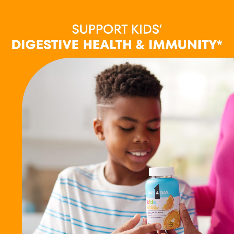 One A Day Kids Multivitamin with Probiotic, Multivitamin Gummies, Kids Probiotic for Digestive Health, Gummy Vitamins with Vitamin D for Immune Support, Orange Flavor, 60 Count
