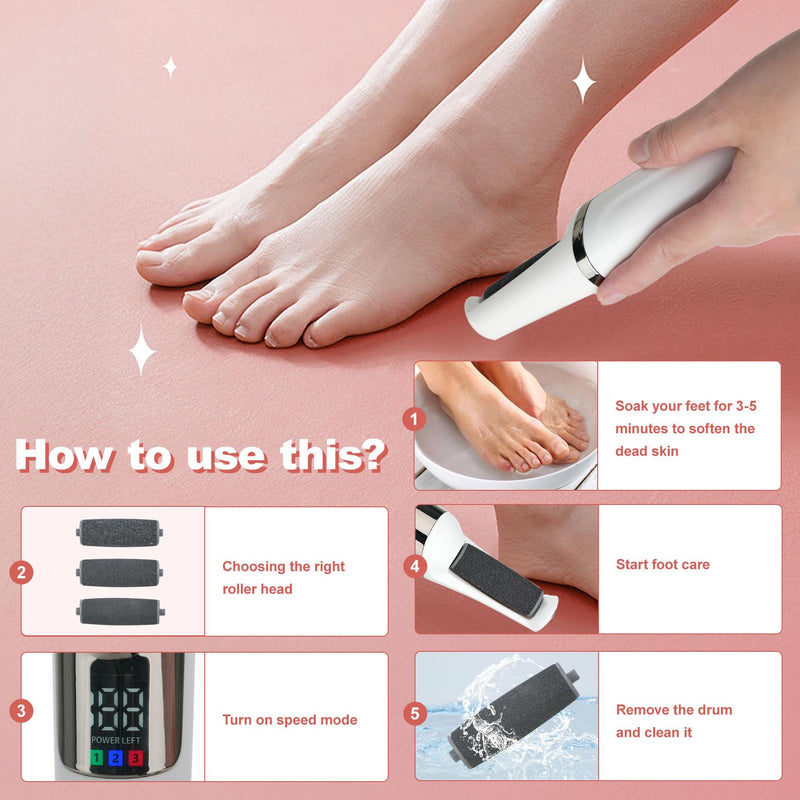 Electric Foot Callus Remover,Portable Smooth Electric Foot File,Suitable for Dry, Cracked, Dead Skin,Callus and Variety Foot Problems, at Home Rechargeable Feet Spa Care Kit for Men & Women - BeesActive Australia