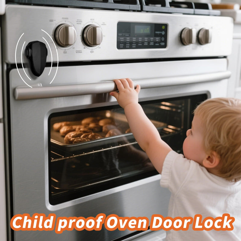 Child Proof Oven Lock Baby Safety Oven Door Lock for Toddlers no Tools Need or Drill Easy to Install (Black) Black
