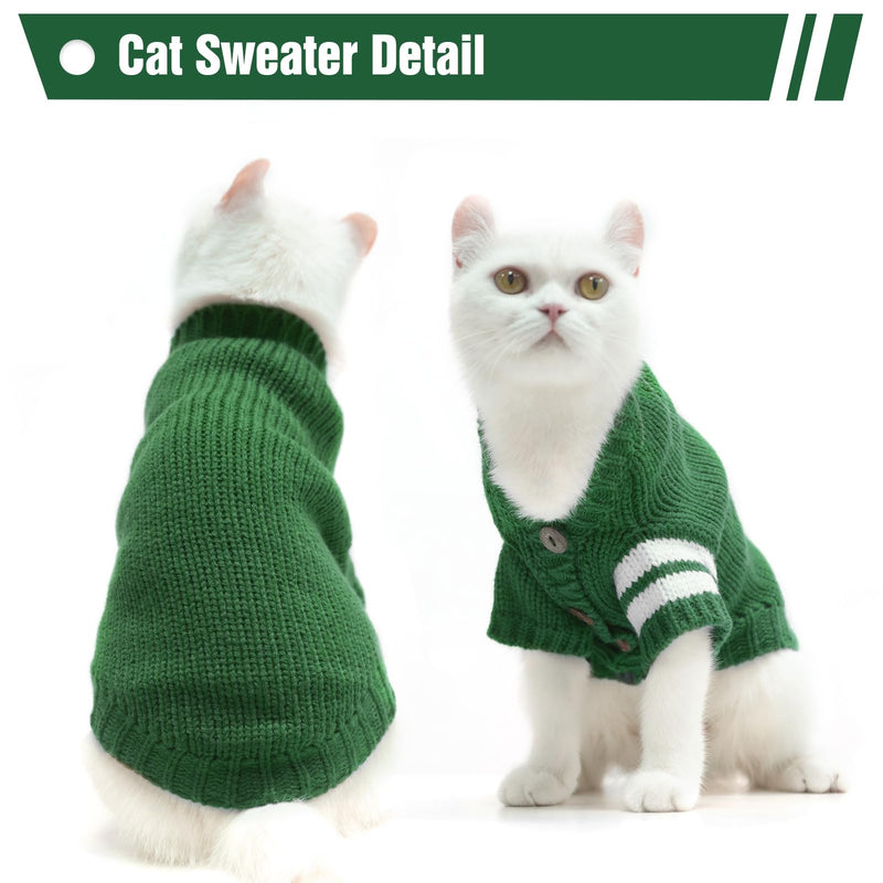 EXPAWLORER Cat Sweater for Cold Weather - Stylish Knitted Cat Clothes, Soft Cat Sweatshirt with Sleeve Warm Clothing, Fall and Winter Pet Clothes for All Different Cats or Small Dogs (Large, Green) Large (Pack of 1) - BeesActive Australia