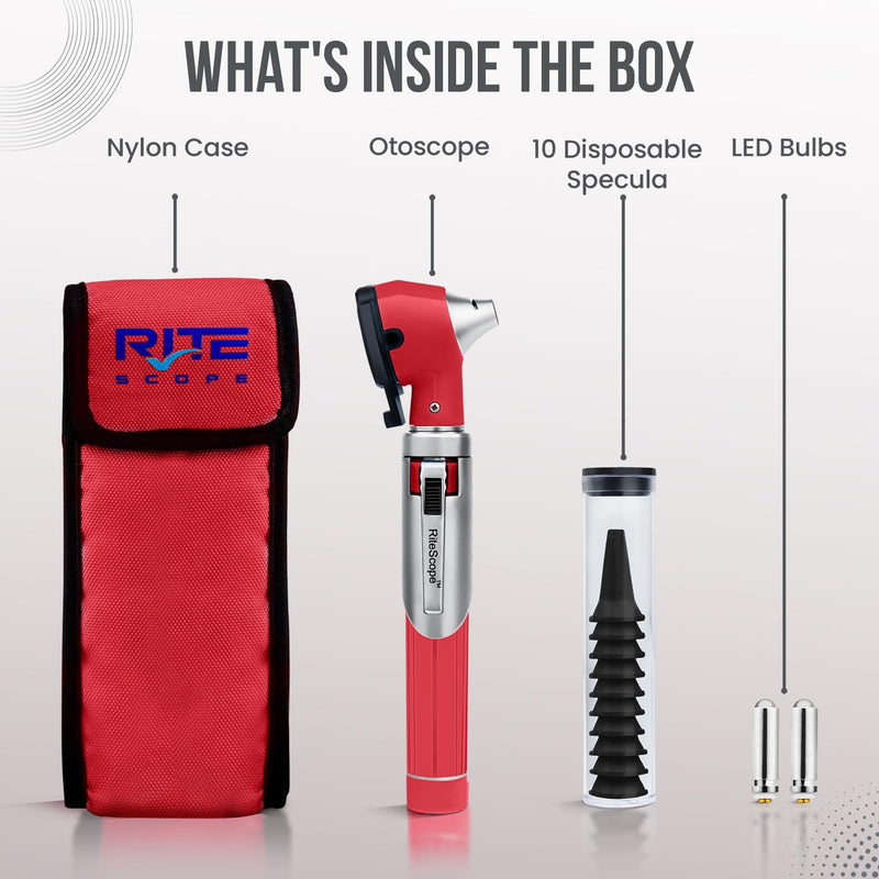 Otoscope with Light - Complete Set of Ear Scope for Examination at Home - Ear Infection Detector - Red - BeesActive Australia