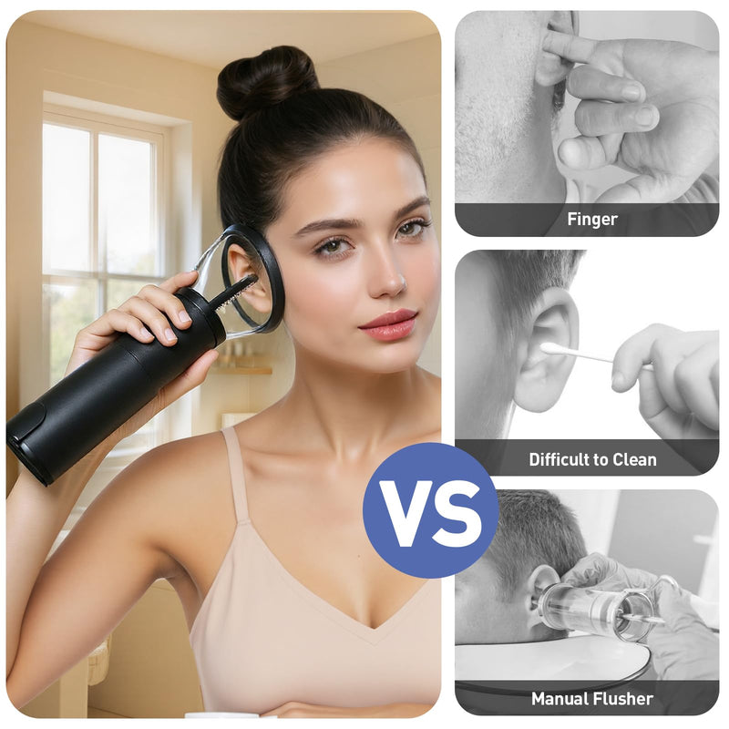 Ear Wax Removal, Retractable Ear Cleaner with 4 Pressure Modes, IPX6, Electric and Water Resistant Ear Wax Removal Kit, Rechargeable Ear Cleaning Tool with USB, Ear Washer for Humans In-home