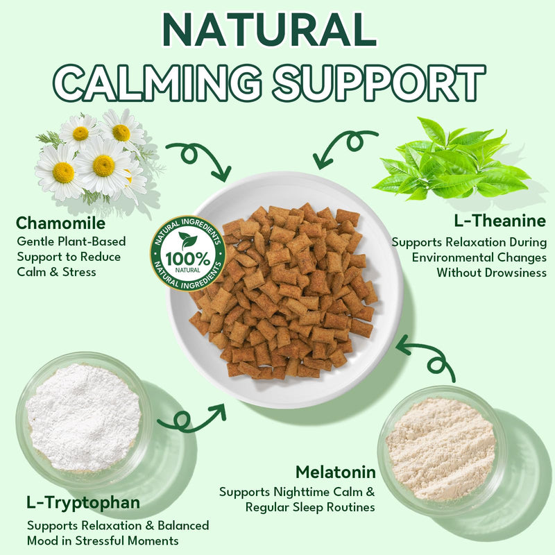 YOTANGO Cat Calming Treats – 500 Crunchy Calming Chews for Cats Kittens, Anxiety Relief & Stress Reduction for Travel, Thunder, Vet Visits, with Chamomile, L-Theanine & L-Tryptophan (Chicken Flavor)
