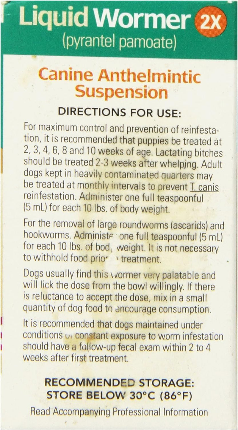 Durvet 2X Liquid Wormer, 2 oz, for Puppies and Adult Dogs - Pack of 2 - BeesActive Australia