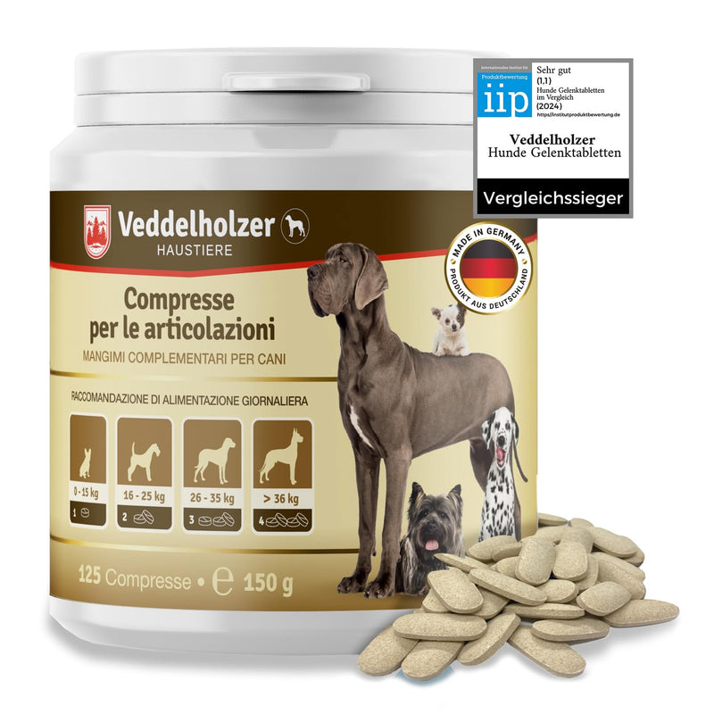 Veddelholzer Dog Joint Supplement Tablets – Hip & Joint Support with Glucosamine, Chondroitin, MSM & Turmeric – Mobility, Flexibility & Comfort Aid for Large & Small Breeds – Vet Recommended