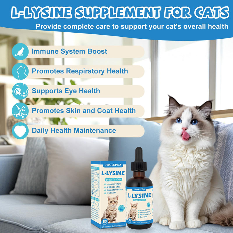L-Lysine for Cats, Lysine Supplement for Support Immune System,Respiratory Eye Health, Alleviates Sneezing Congestion Runny Nose,Squinting Watery Eyes, Reduces Eye Discharge, Cold Allergy Relief