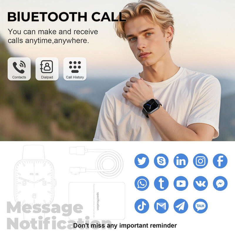 Fitness Tracker (Answer/Make Call)，Smart Watch 24/7 Heart Rate Spo2 Blood Pressure Monitor Sleep Tracker, 120 Sports Modes Pedometer Calorie Step Tracker, Waterproof Activity Tracker for Women Men