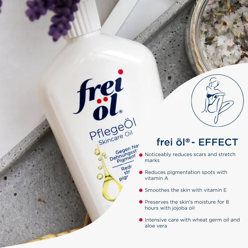 frei öl skincare oil – fast absorbing, nourishes skin soft and smooths – excellent as body oil for stretch marks removal and vitamin e oil for scars, microbiome-friendly and vegan, 125 ml / 4.23 Fl Oz 4.22 Fl Oz (Pack of 1)