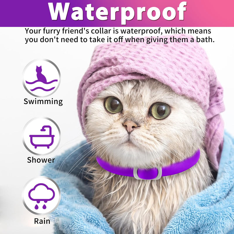 Tick flea collar for cats, tick collar for cats, flea collar for cats, 4 pieces, effective protection for 24 months, adjustable, waterproof (pink and purple). - BeesActive Australia