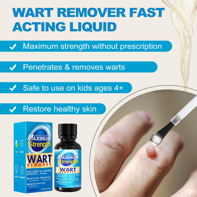 Fast Action Liquid Wart Gel Maximum Strength - Wart Liquid with Salicylic Acid - Fast-Acting Wart Liquid Freeze Off Designed for Warts, Plantar Wart, Genital Wart, Common Wart, Flat Wart, Corn, Callus Clear - BeesActive Australia