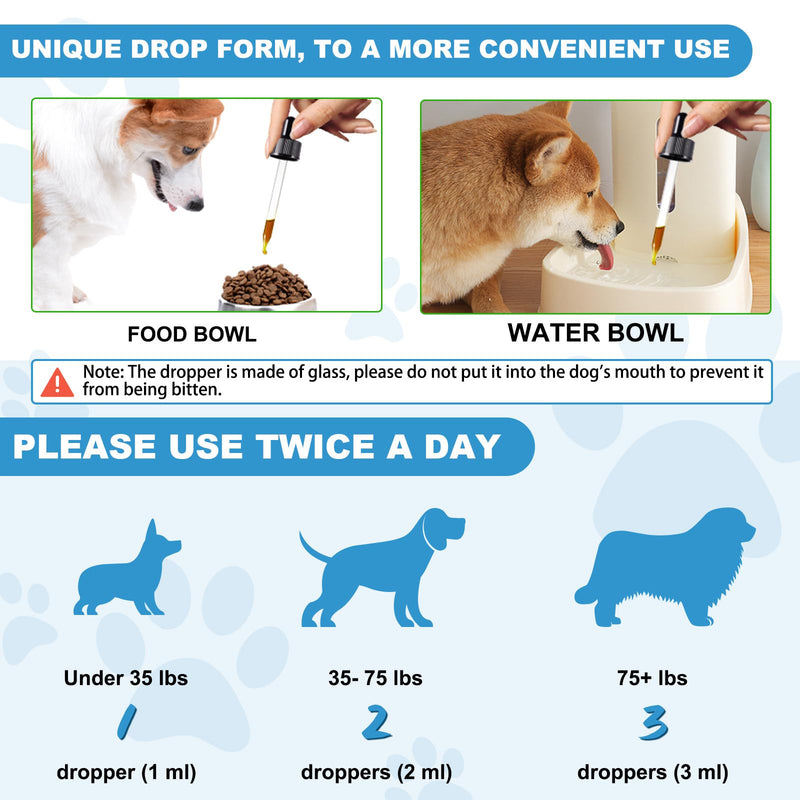 Vitamin D for Dogs, Liquid D for Dogs, Dog Vitamins D Drops Promote Calcium Absorption, Supports Hip & Joint Health and Dog Dental Health - Pet Supplements Liquid Vitamins D, Bacon Flavour - 2 Fl Oz