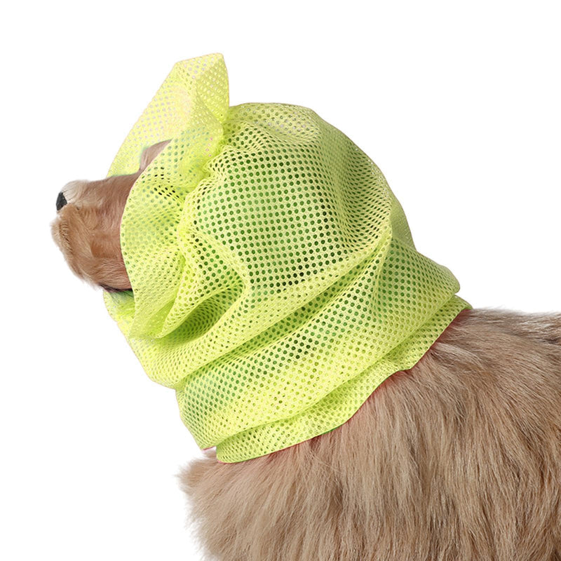 Generic Dogs Ear Cover Dog Snood Mesh Wrap Cap Sturdy Breathable Noise Protection Pet Headgear Gifts Professional Ear Wrap Ear Muff, L Yellow